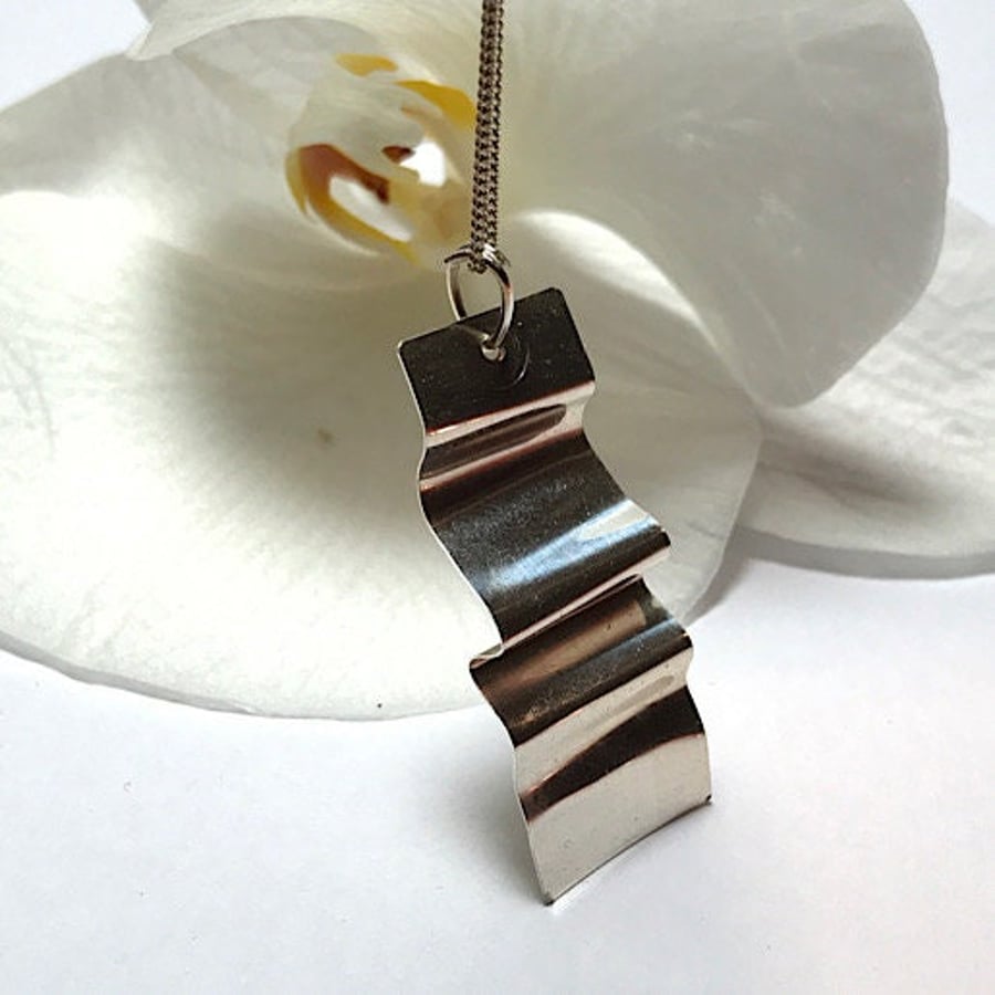 Handmade pendant and earrings set made from sheet silver 925