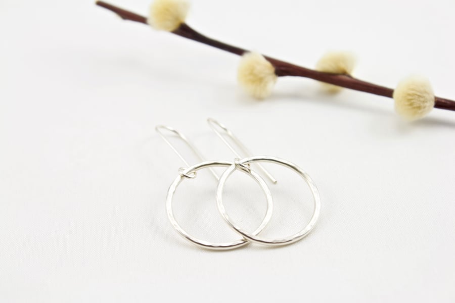 Silver Circles Drop Earrings