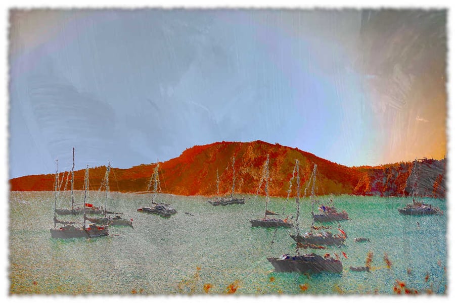 Picture Worbarrow Bay, Anchored in Worbarrow Bay Digital Art Print. Tyneham