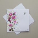 hand painted floral greetings card ( ref FA27 D3 )
