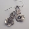 Silver flower and leaf earrings