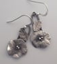 Silver flower and leaf earrings - Image 1