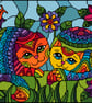 202 - Rainbow Cats in the Garden - Stained Glass Cross Stitch Pattern - Image 3