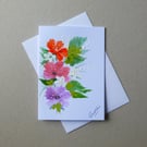 original hand painted floral blank greetings card ( ref FA 142 B3 )