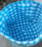 Dumpling drawstring bag -  vintage Sanderson Mandala and gingham  - Image 6
