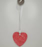 Heart, red and white clay heart decoration, floral embossed gift for her - Image 6
