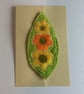 Large felt brooch, flowers on green leaf. - Image 3