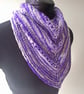 Neckwarmer, Neckerchief, Scarf, Kerchief Cowl, Knitted, Handspun, Purple Merino - Image 5