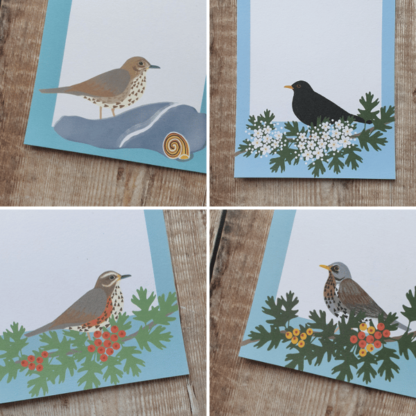 Thrushes Gift Notes - Set of 4 Sheets