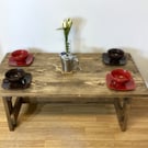 Large Handmade Solid Wood Coffee Table Rustic Farmhouse style. 
