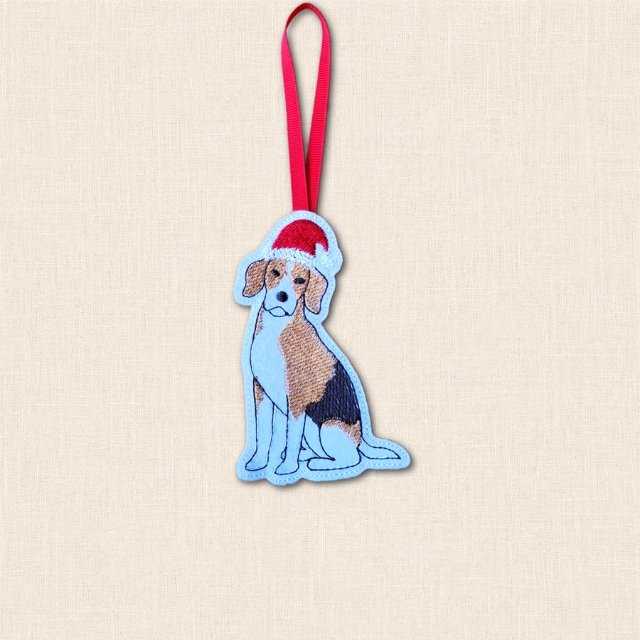 Beagle Christmas Tree Decoration - Embroidered Dog Ornament