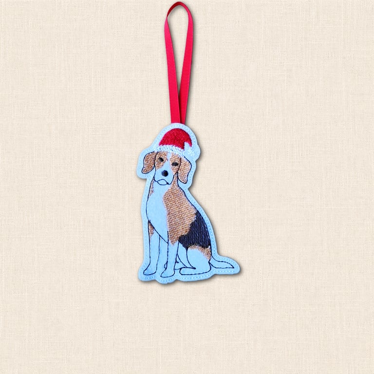 Beagle Christmas Tree Decoration - Embroidered Dog Ornament