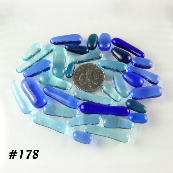 25g blue art glass cabochons, for jewellery making, crafting (178)