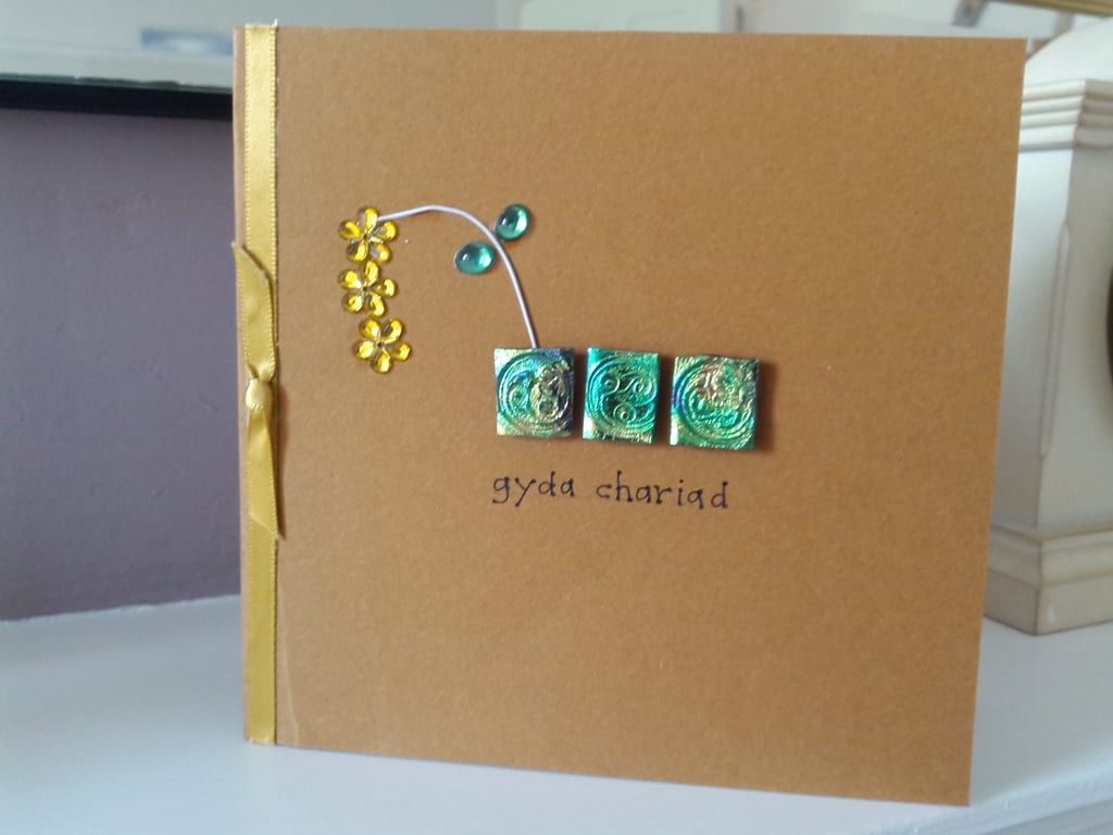 Welsh Celtic design gyda chariad with love card