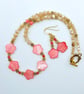 Mother Of Pearl Beaded Flower Necklace & Earrings Gift Set, Summer Seconds Sale