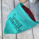Dog bandana embroidered sea green cotton
