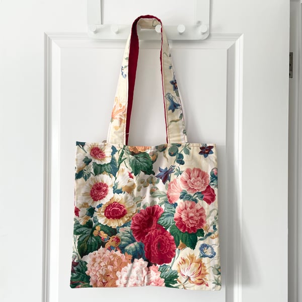 Handmade Vintage Rose Tote Bag