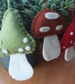 Mushrooms decoration, 3 Felt Mushrooms, Handmade hanging mushrooms (70-80mm)