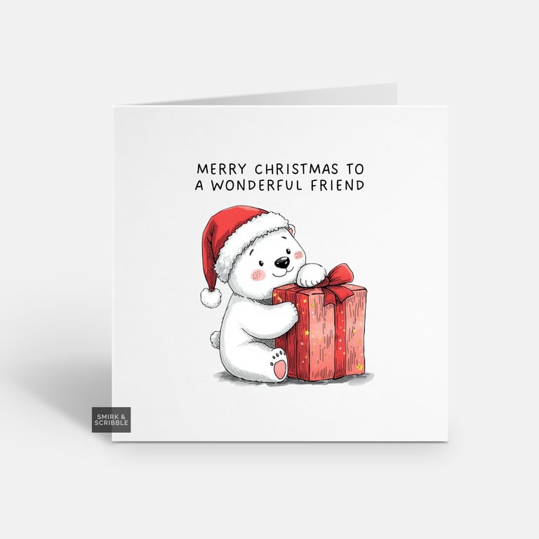 Unique Funny Christmas Card - Cute Xmas Greeting - Bear 