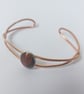 Hammered Copper Cuff Bangle with Tigers Eye Gemstone and Silver - Image 2