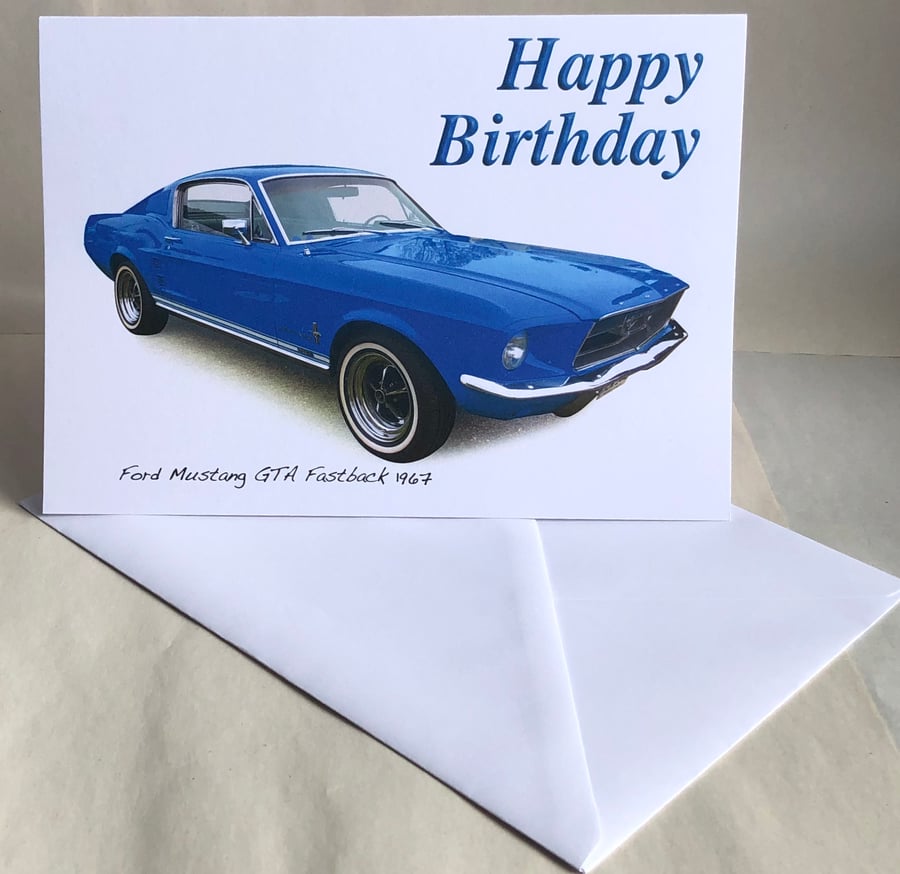 Ford Mustang GTA Fastback 1967 - Birthday, Anniversary, Retirement, Plain Cards