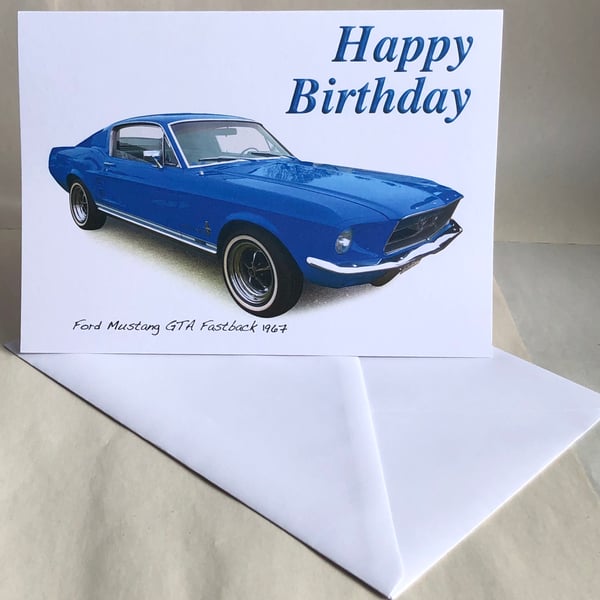 Ford Mustang GTA Fastback 1967 - Birthday, Anniversary, Retirement, Plain Cards