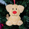 Christmas decoration, dog decoration, light 'Gingerbread' felt
