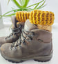 Two-tone Boot Cuffs, Honeysuckle and Sand Crochet Aran Ankle Warmers - Image 2