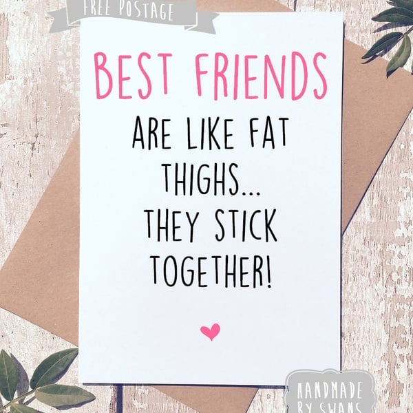 Best friend birthday card, card for friend, funny birthday card, card for her, b