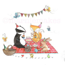 Badger's Birthday- A5 Giclee Print