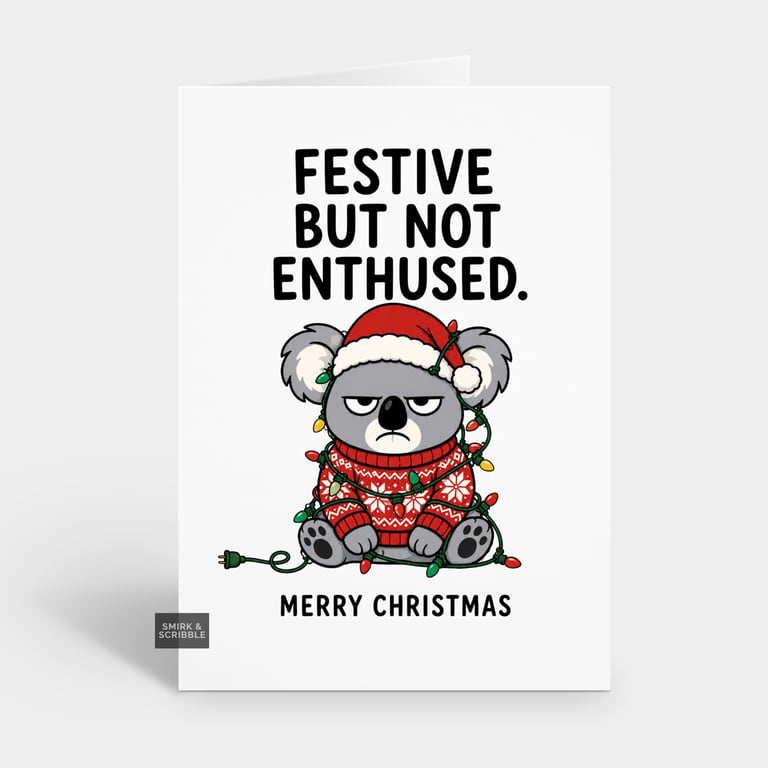Funny Snarky Christmas Card - Festive Koala