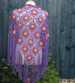 Crochet triangular shawl in sparkly gold, cerise & purple - design LF433 - Image 4