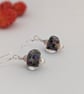 Lampwork Art Glass Earrings: Soft Mauve and Green, Sterling Silver Earwires