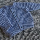 16" Patterned Round Neck Baby Cardigan (Light Denim Blue)