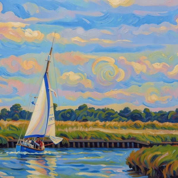 Norfolk Broads A5 Greeting Card April