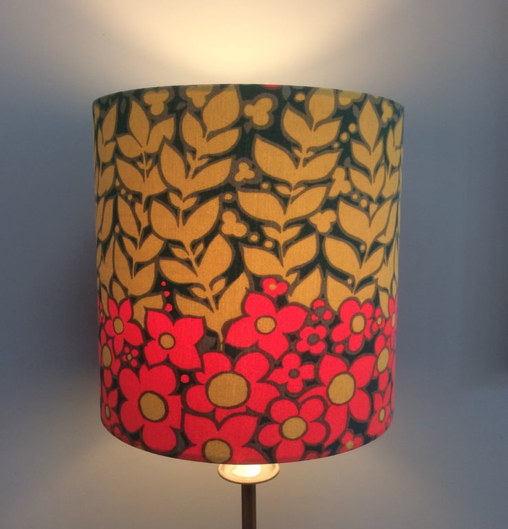 Dramatic Abstract Scandi Heals COROLLA Vintage Fabric Lampshade