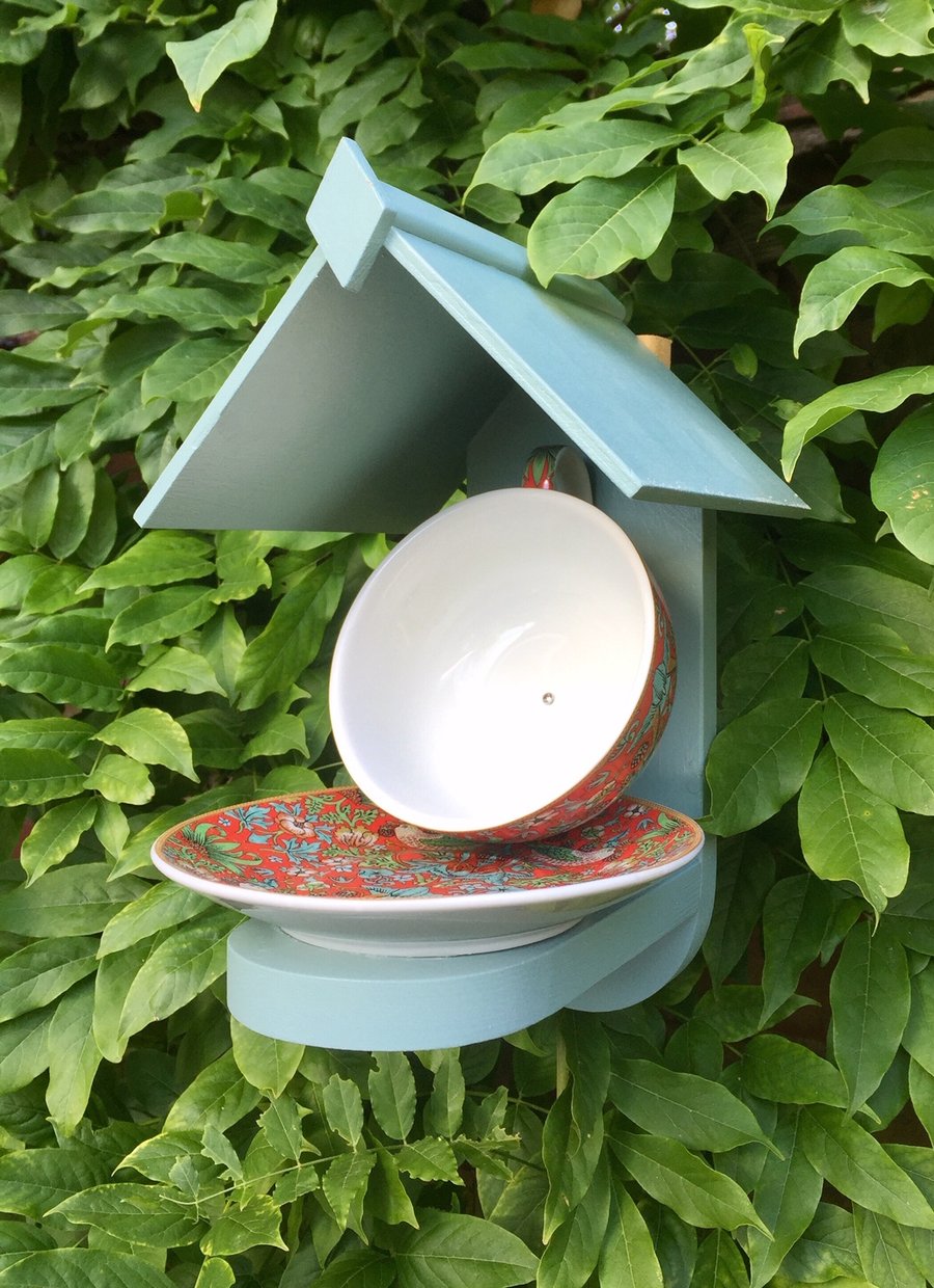 William Morris Teacup Bird Feeder , handmade for your garden 