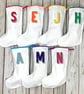 Rainbow Christmas Stocking- personalised Holiday decoration, Custom initial xmas - Image 1