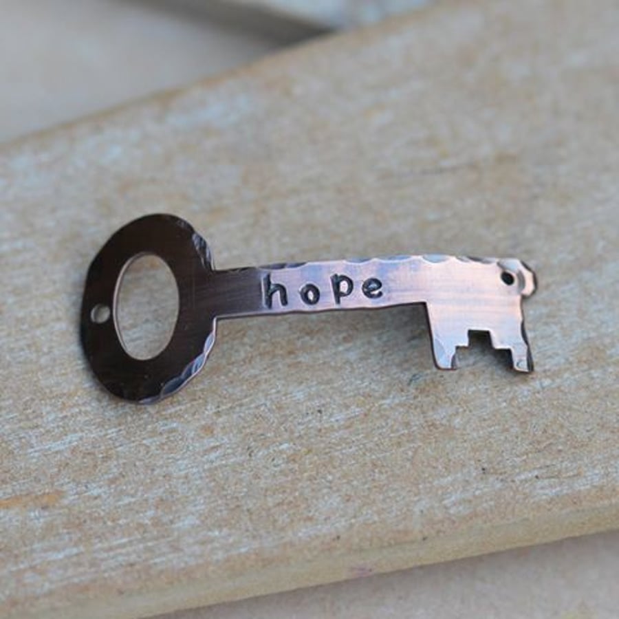 Handmade Copper Key Connector Bar hand stamped Hope