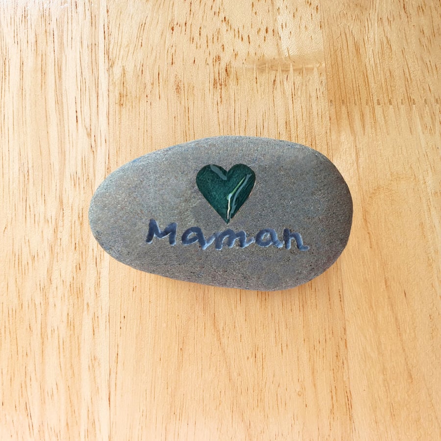 Mother's Day Love Heart Stone, Hand Carved, Thoughtful Gift For Maman