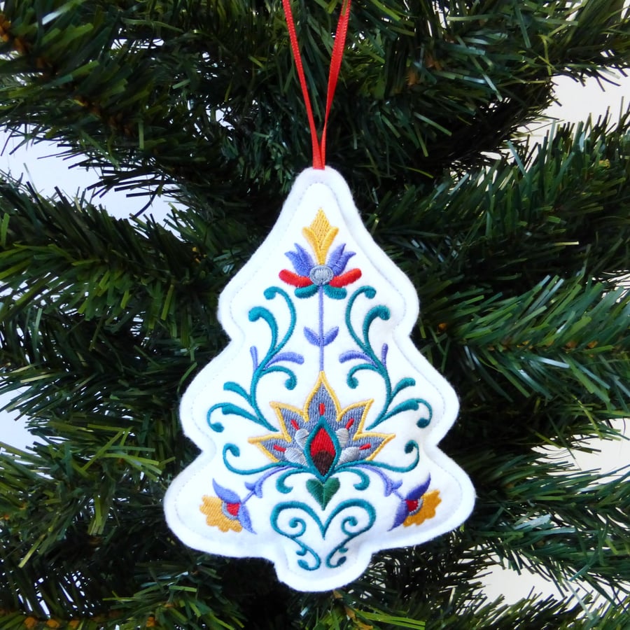 Christmas Tree decoration, embroidered 