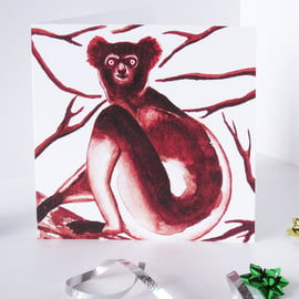 Indri Lemur Artwork Blank Greeting Card - 15 x 15cm