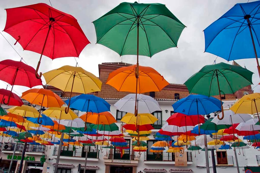Colourful Umbrellas Torrox Costa Del Sol Spain Photograph Print