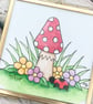 Toadstool & Flowers - Original Framed Mini Watercolour Artwork - Image 2
