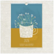 2026 Illustrated Flowers in Mugs Mini Wall Calendar
