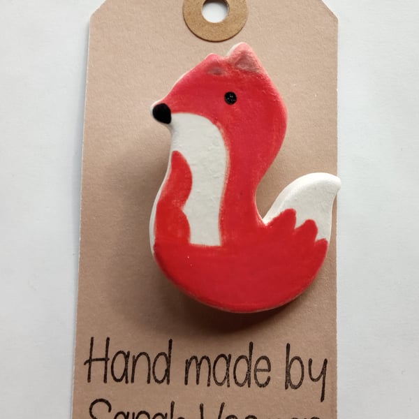 Ceramic Fox Brooch