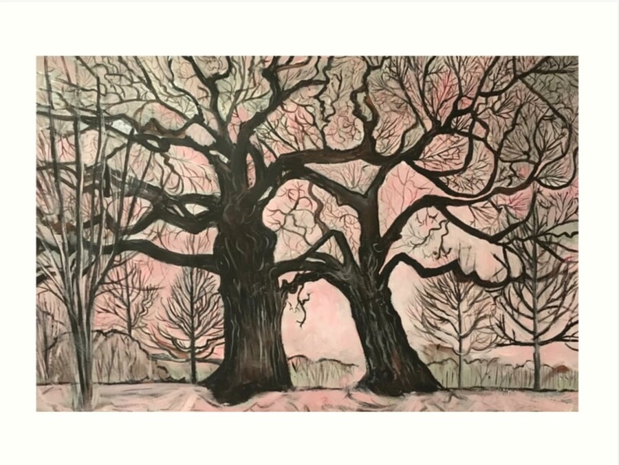 ‘Wrestling Trees (In The Swirling Fog)’ Art Print By Sally Anne Wake Jones