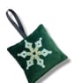 Velvet Lavender Sachet, Hand Printed Lavender Bag, Snowflake Christmas Ornament 