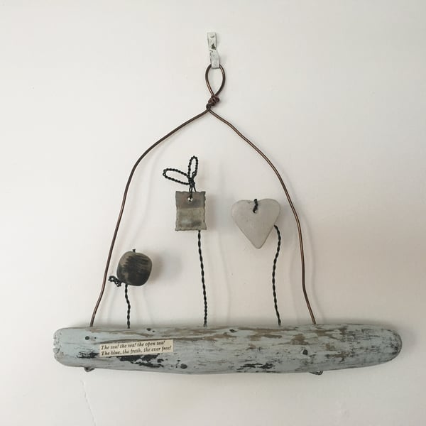Driftwood wall hanger, pottery hanger, wire art, wire sculpture, home decor