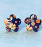 Small Blue Flower Stud Earrings, Floral Jewellery - Image 5